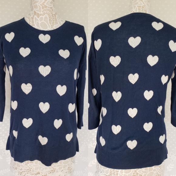 Banana Republic Sweaters - Banana Republic Blue and White Heart Sweater
